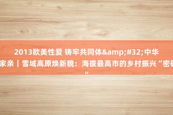 2013欧美性爱 铸牢共同体&#32;中华一家亲｜雪域高原焕新貌：海拔最高市的乡村振兴“密码”