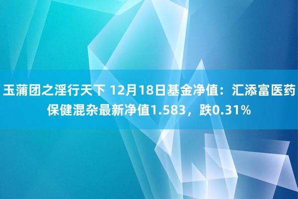 玉蒲团之淫行天下 12月18日基金净值：汇添富医药保健混杂最新净值1.583，跌0.31%