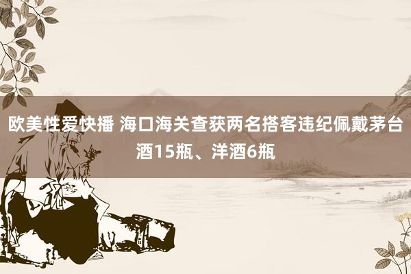 欧美性爱快播 海口海关查获两名搭客违纪佩戴茅台酒15瓶、洋酒6瓶
