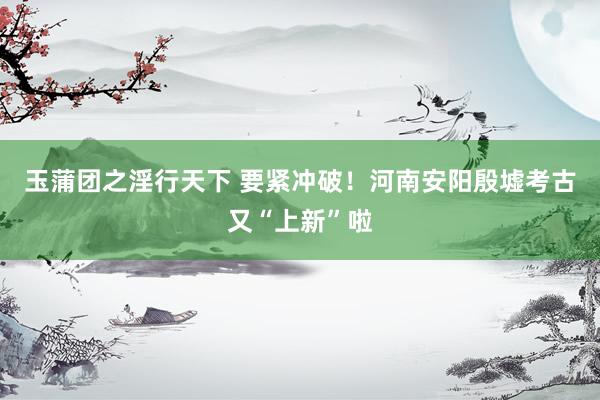 玉蒲团之淫行天下 要紧冲破！河南安阳殷墟考古又“上新”啦