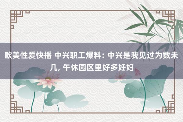 欧美性爱快播 中兴职工爆料: 中兴是我见过为数未几， 午休园区里好多妊妇