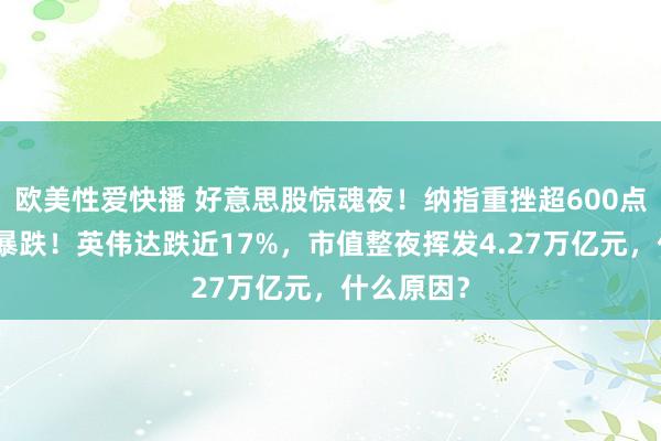 欧美性爱快播 好意思股惊魂夜！纳指重挫超600点，芯片股暴跌！英伟达跌近17%，市值整夜挥发4.27万亿元，什么原因？