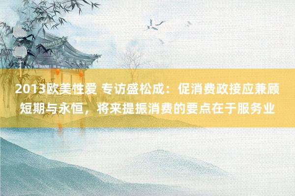 2013欧美性爱 专访盛松成：促消费政接应兼顾短期与永恒，将来提振消费的要点在于服务业