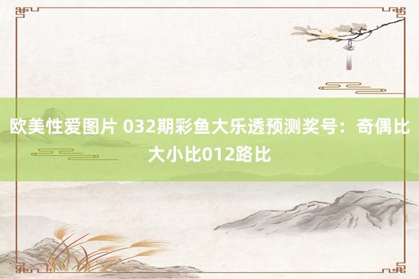 欧美性爱图片 032期彩鱼大乐透预测奖号：奇偶比大小比012路比