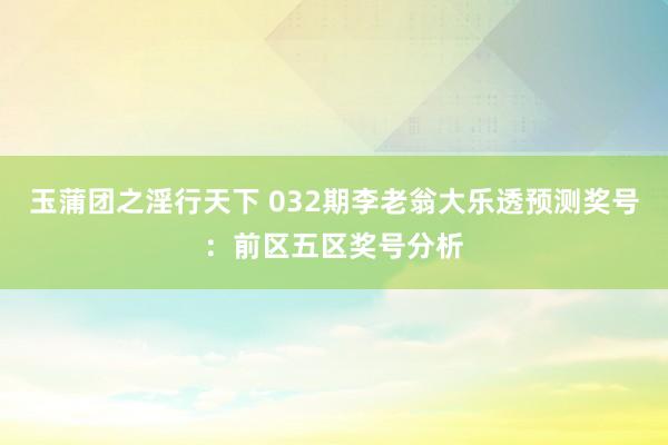 玉蒲团之淫行天下 032期李老翁大乐透预测奖号：前区五区奖号分析