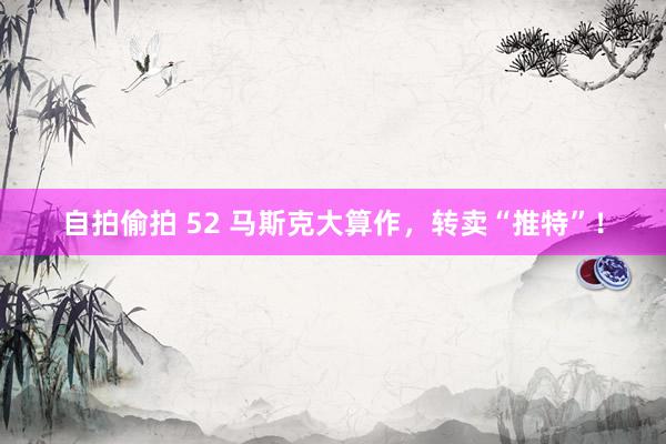 自拍偷拍 52 马斯克大算作，转卖“推特”！