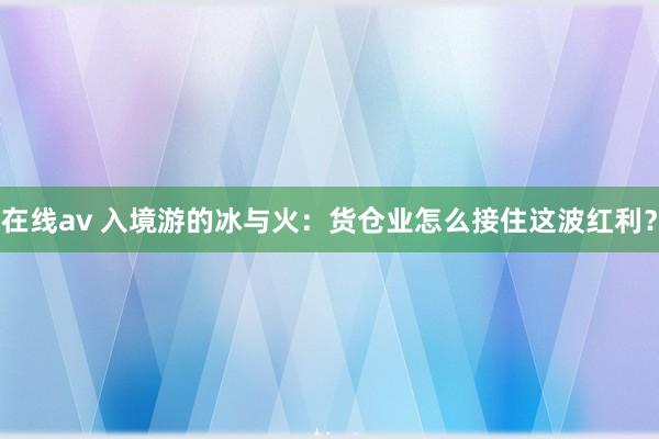 在线av 入境游的冰与火：货仓业怎么接住这波红利？