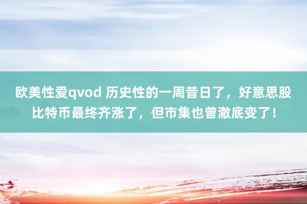 欧美性爱qvod 历史性的一周昔日了，好意思股比特币最终齐涨了，但市集也曾澈底变了！