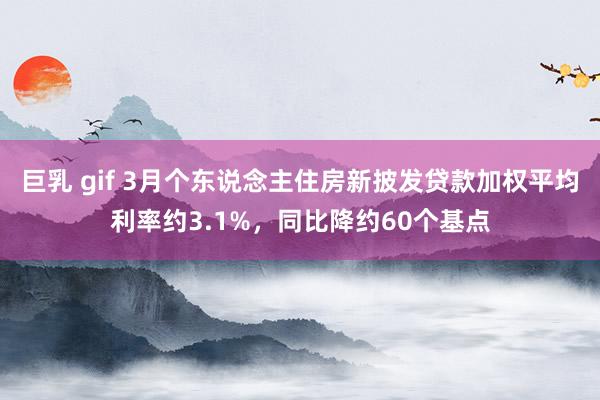 巨乳 gif 3月个东说念主住房新披发贷款加权平均利率约3.1%，同比降约60个基点