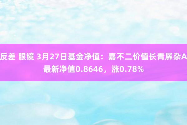 反差 眼镜 3月27日基金净值：嘉不二价值长青羼杂A最新净值0.8646，涨0.78%