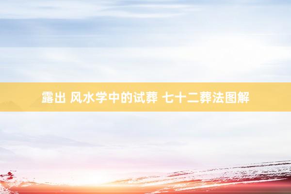 露出 风水学中的试葬 七十二葬法图解