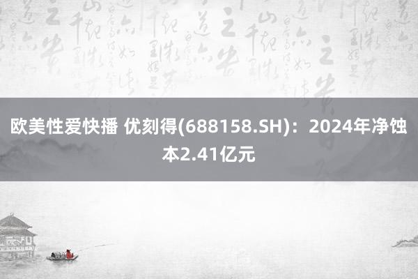 欧美性爱快播 优刻得(688158.SH)：2024年净蚀本2.41亿元